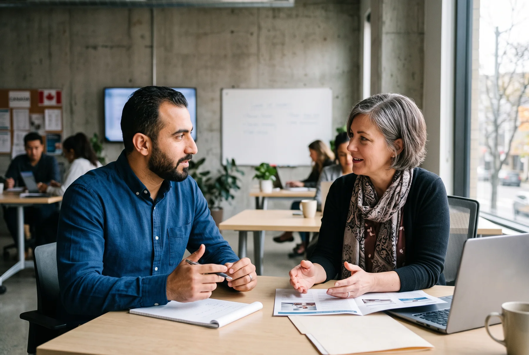 An adult newcomer in a learning conversation